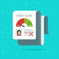 Bad credit score report vector illustration, flat cartoon credit history document check, financial rating personal data