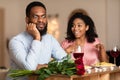 Black Couple On Unsuccessful Blind Date In Restaurant Royalty Free Stock Photo