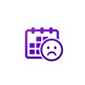 bad day icon with emoji and calendar Royalty Free Stock Photo