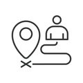 Bad destination, icon in line design. Bad, destination, error, wrong, place, mistake, failure on white background vector