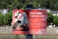 Bad Ems, Germany - 08 25 2021: warning not to feed the birds