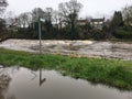 Bad flooding on the River Wharfe in Otley, Leeds, UK Royalty Free Stock Photo