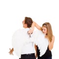 Bad girl cuting wings Royalty Free Stock Photo