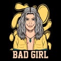 Bad Girl Vintage Vector Illustration Royalty Free Stock Photo