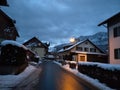 Bad Goisern, Hallstatt at night. Austria. Winter view. Royalty Free Stock Photo