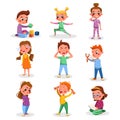 Bad and Good Kids Behavior and Habits Set, Cute Children in Different Situations Cartoon Style Vector Illustration Royalty Free Stock Photo