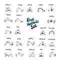 Bad habits hand drawn set with cute marshmallow Royalty Free Stock Photo