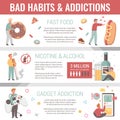 Bad Habits Infographics Set