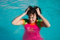 Bad hair day in pool Royalty Free Stock Photo