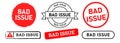bad issue product defect reject recall warning badge sign set design stamp collection