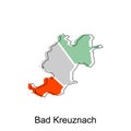 Bad Kreuznach City of Germany map vector illustration, vector template with outline graphic sketch style isolated on white