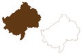 Bad Kreuznach district Federal Republic of Germany, State of Rhineland-Palatinate map vector illustration, scribble sketch Bad