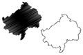 Bad Kreuznach district Federal Republic of Germany, State of Rhineland-Palatinate map vector illustration, scribble sketch Bad