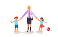 Tired woman with capricious children