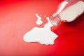 Bad milk lactose intolerance allergy. milk bottle splatter. avoid dangerous dairy