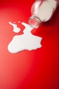 Bad milk lactose intolerance allergy. milk bottle splatter. avoid dangerous dairy
