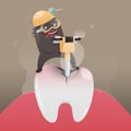 The bad monster is digging and damaging the tooth Royalty Free Stock Photo