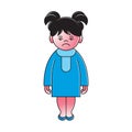 Bad mood cartoon girl standing