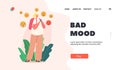 Bad Mood Landing Page Template. Cyber Bullying, Abuse, Social Attack, Bully Hate. Girl Character Crying with Smartphone Royalty Free Stock Photo