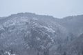 Castle ruin on hill on foggy day in Germany Royalty Free Stock Photo