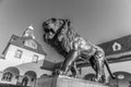 famous art nouveau lion statue at Sprudelhof in Bad Nauheim Royalty Free Stock Photo