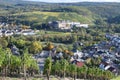 Bad Neuenahr-Ahrweiler, Germany - 10 19 2020: View through vineyard to Ahrweiler with monastery and school Calvarianberg Royalty Free Stock Photo
