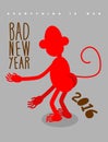 Bad new year. Everything is bad. Red monkey stands back. Christm