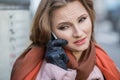 Bad news. Sad woman on phone. upset unhappy, serious girl student talking on mobile Royalty Free Stock Photo