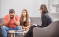 Bad parents. Psychologist give family therapy for dad and daughter teenager girl, psychology. Royalty Free Stock Photo