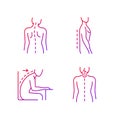 Bad posture problems gradient linear vector icons set Royalty Free Stock Photo