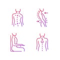 Bad posture problems gradient linear vector icons set