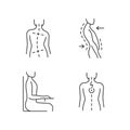 Bad posture problems linear icons set Royalty Free Stock Photo