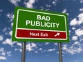 Bad publicity next exit traffic sign Royalty Free Stock Photo