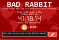 Bad rabbit ransomware computer virus encrypter cyber attack screen illustration Royalty Free Stock Photo