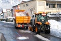 Bad Ragaz, SG / Switzerland - January 11, 2019: city workers clearing snow from the roads in Bad Ragaz after heavy winter