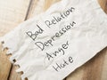 Bad Relation Depression Anger Hate Words Quotes Concept Royalty Free Stock Photo