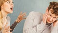 Husband and wife yelling and arguing. Royalty Free Stock Photo