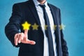 Bad review, businessman gives one of five stars - negative costumer feedback