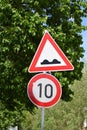 bad road, speed limit 10 kph Royalty Free Stock Photo