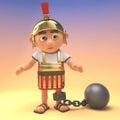 Bad Roman centurion soldier wearing a ball and chain, 3d illustration