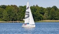 Bad Saarow, Germany - June 4, 2023, Spend a nice day with the family in the best weather on the lake with a sailing boat