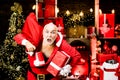 Bad Santas with bags - burglar or thief concept. Holidays filled with fun. Santa with gifts. Best prices for winter