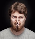 Bad smell concept - peg on male nose Royalty Free Stock Photo