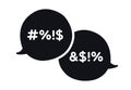 Bad swear talk in two bubble, broken communication Royalty Free Stock Photo
