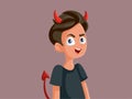 Evil Devilish Teen Boy Vector Cartoon Illustration