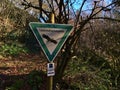 Triangular sign marking a landscape conservation area (German: Landschaftsschutzgebiet) in Black Forest.