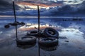 Bad tires at Tanjung aru beach, Labuan. Malaysia