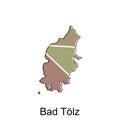 Bad Tolz map, colorful outline regions of the German country. Vector illustration template design
