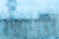 Bad weather day, rain on glass. Condensation on clear glass window. Water drops. Rain. Abstract background texture Royalty Free Stock Photo
