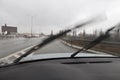 Bad weather driving car